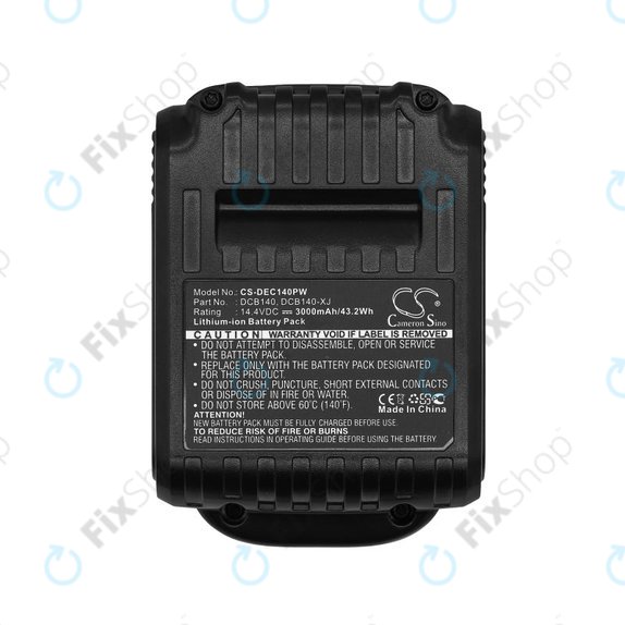 Battery for Dewalt DCB090, XR, 3000mAh, Li-Ion, 14.4V, DCB140, HQ