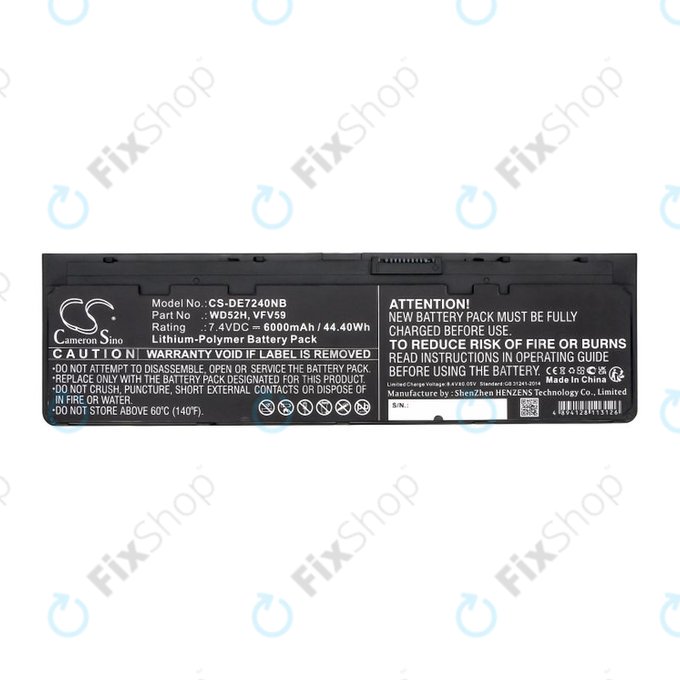 Battery for Dell Latitude E7240, 7250, 12, 6000mAh, Li-Pol, 7.4V, VFV59, HQ