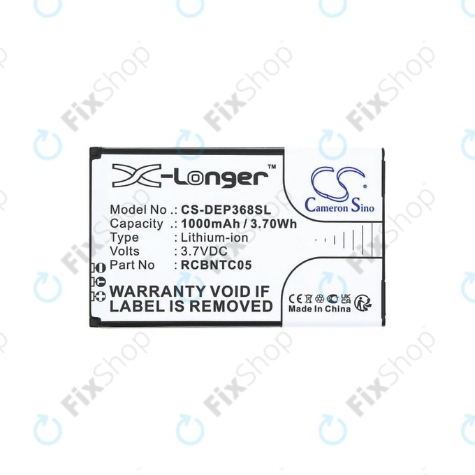 Battery for Doro Primo 368, 1000mAh, Li-Ion, 3.7V, RCBNTC05, HQ