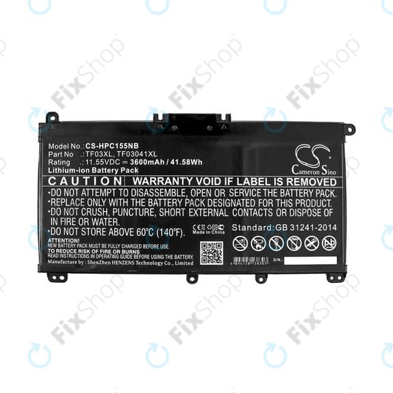 Battery for HP Pavilion 14, 15, X360, 3600mAh, Li-Ion, 11.55V, TF03XL, HQ