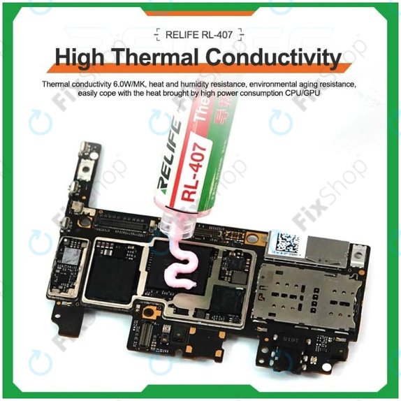 Silicone Thermal Paste Relife RL-407, 6 W/mK, 20g, pink