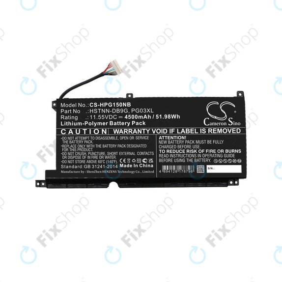 Battery for HP Pavilion Gaming 15,16, Spectre X360 15, 4500mAh, Li-Pol, 11.55V, 3ICP6/60/72, HQ