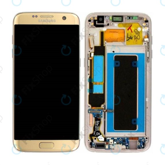 Samsung Galaxy S7 Edge G935F - LCD Display + Touch Screen + Frame (Gold) - GH97-18533C, GH97-18594C, GH97-18767C Genuine Service Pack
