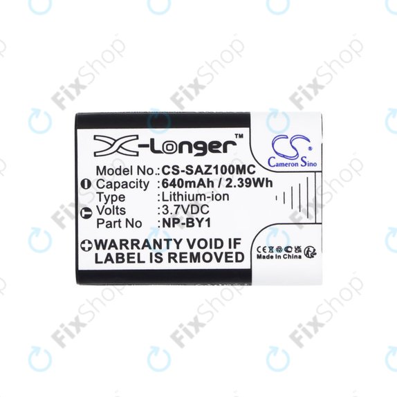 Battery for Sony HDR-AZ1, 640mAh, Li-Ion, 3.7V, NP-BY1, HQ