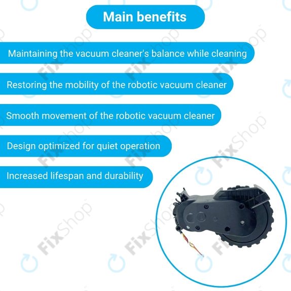 Xiaomi Mijia E10, E12, Mi Robot Vacuum Mop 2 Lite, 2 Pro - Wheel with Motor (Left) (Black)