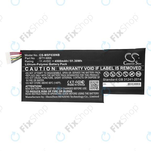 Battery for MSI GF63, MSI GF75, MSI GS63, 4500mAh, Li-Pol, 11.4V, BTY-M6K, HQ
