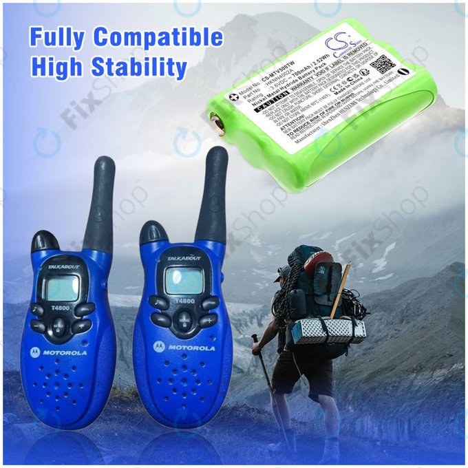 Battery for Motorola Talkabout T280, T200, T82, T82 Extreme, 700mAh, Ni-MH, 3.6V, HKNN4002A, HQ