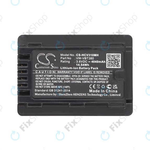 Battery for Panasonic HC-550EB, 4040mAh, Li-Ion, 3.6V, VW-VBT380, HQ
