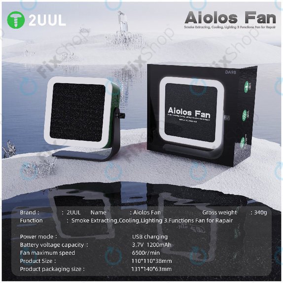 Fume Extractor and Cooling Fan with LED Light, 2UUL DA98