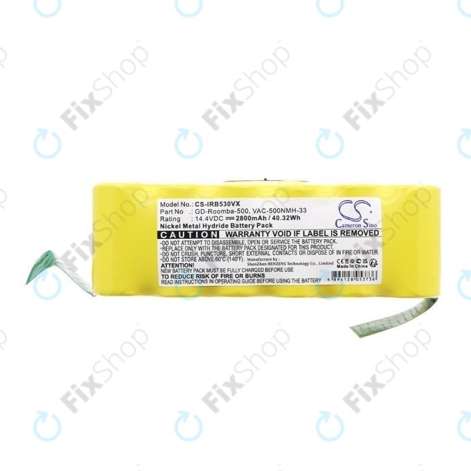 iRobot Roomba 500, 600, 700, 800, 900-series, R3, Scooba 450, Vileda 137173 - Battery 11702, GD-Roomba-500, VAC-500NMH-33 Ni-MH 14.4V 2800mAh HQ