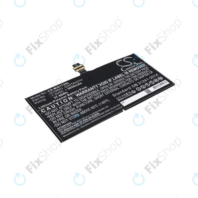 Battery for Microsoft Surface Pro 4, 5050mAh, Li-Pol, 7.5V, DYNR01, HQ