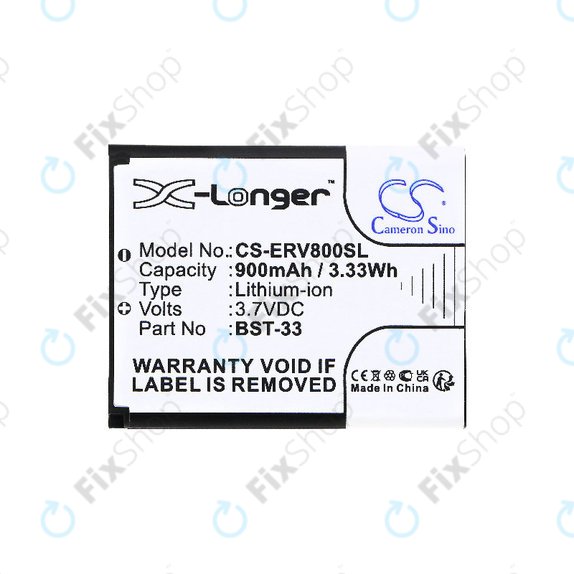 Battery for Sony Ericsson W595, K790i, K800i, W850i, W900i, W950i, 900mAh, Li-ion, 3.7V, BST-33, HQ
