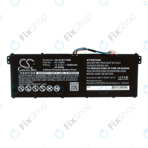 Battery for Acer Aspire 5, 7 E5, V3, Chromebook 11, 13, 15, 3000mAh, Li-Pol, 15.2V, AC14B18K, HQ