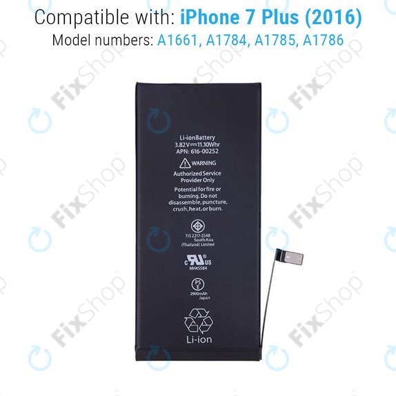 Battery for iPhone 7 Plus, 2900mAh
