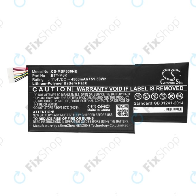 Battery for MSI GF63, MSI GF75, MSI GS63, 4500mAh, Li-Pol, 11.4V, BTY-M6K, HQ