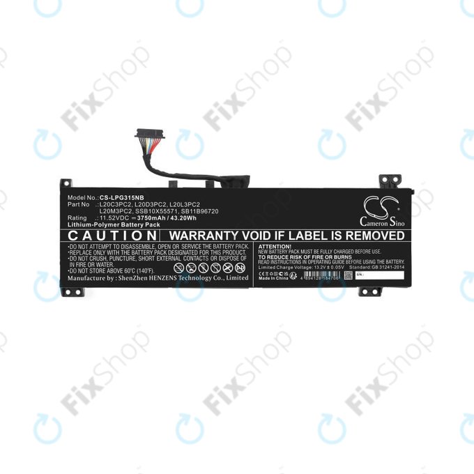 Battery for Lenovo IdeaPad Gaming 3, 3750mAh, Li-Pol, 11.52V, L20C3PC2, HQ