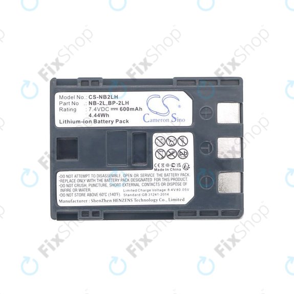 Battery for Canon EOS 350D, 400D, PowerShot S30, S60, S80, 600mAh, Li-Ion, 7.4V, NB-2LH, HQ