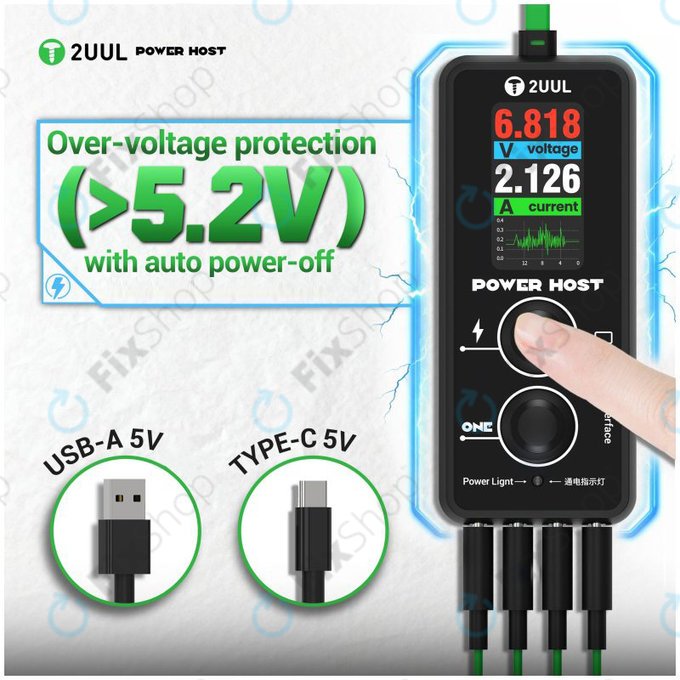 Digital USB-C voltage and current tester (Power Host), 2UUL PW15