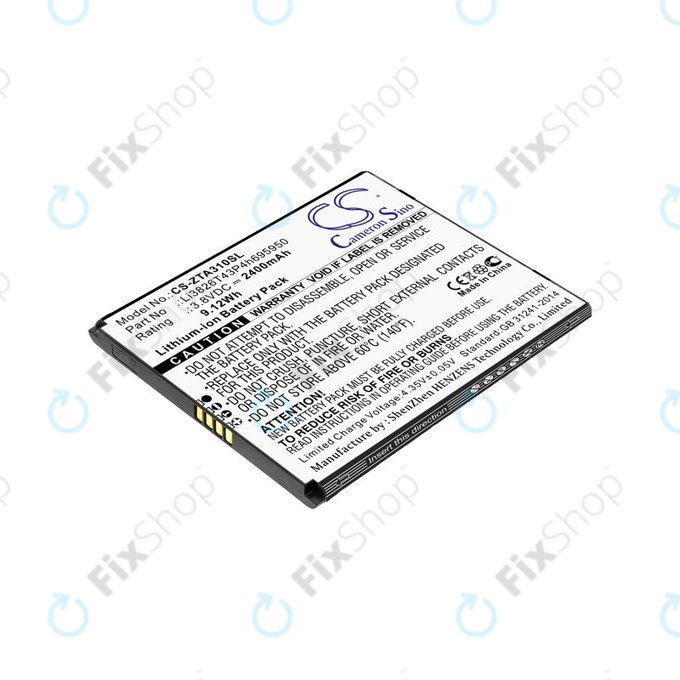 Battery for ZTE Blade A3, A5, Optus X Power 2, 2400mAh, Li-Ion, 3.8V, Li3826T43P4h695950, HQ