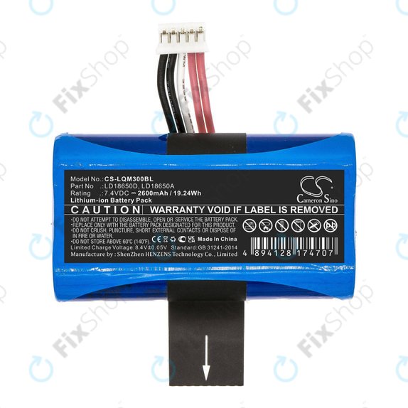 Battery for Ingenico Apos A8, 2600mAh, Li-Ion, 7.4V, LD18650D, HQ