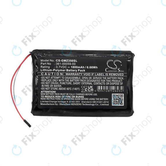 Battery for Garmin Zumo 340LM, 350LM, 390LM, 1800mAh, Li-Pol, 3.7V, 361-00059-00, HQ