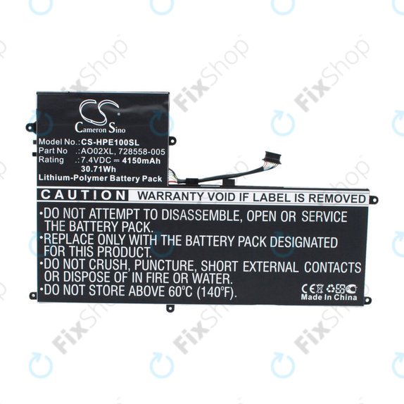Battery for HP Elitepad 1000, Elitepad 1000 G2, Ultrabook Ao02xl Series, 4150mAh, Li-Pol, 7.4V, AO02XL, HQ