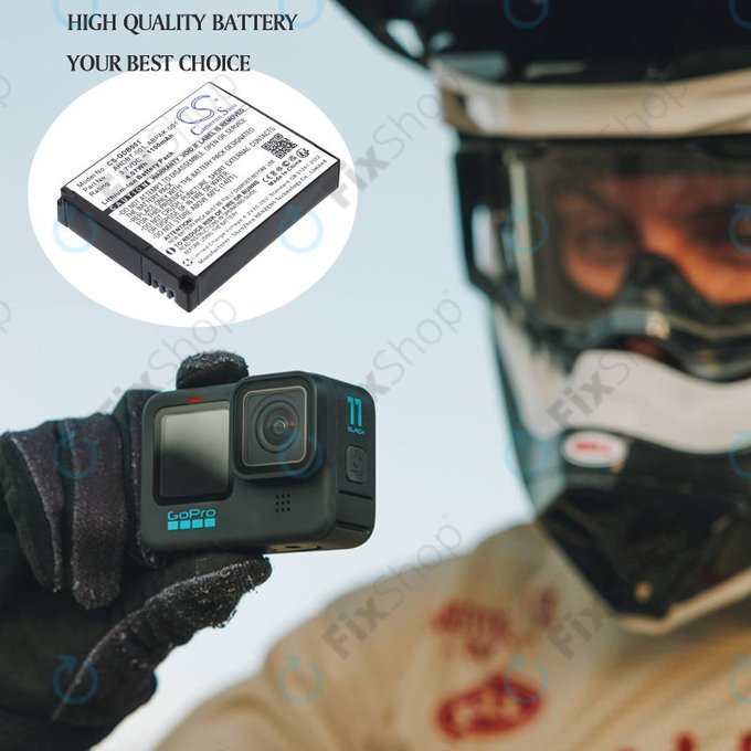 Battery for GoPro HD Hero, Hero2, 1100mAh, Li-Ion, 3.7V, AHDBT-001, HQ