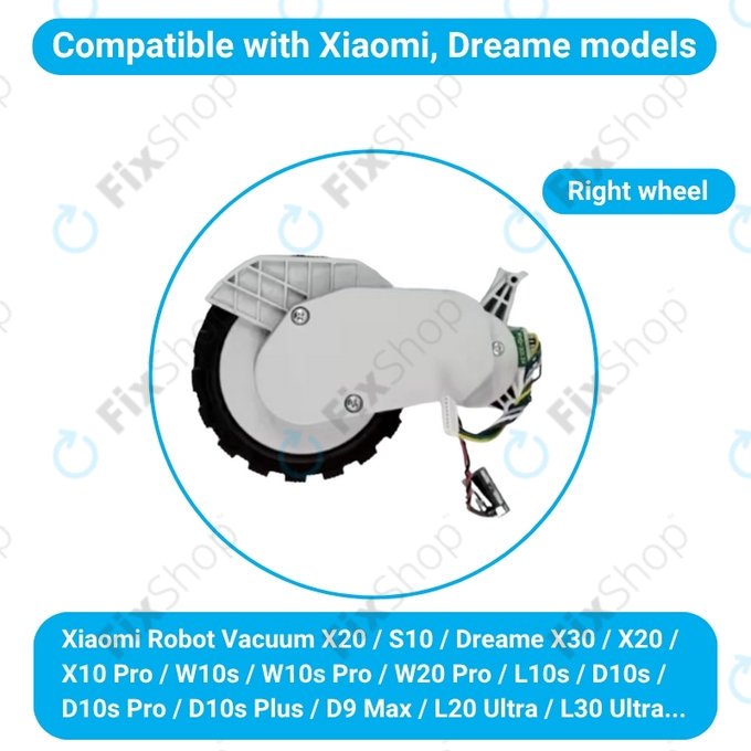 Xiaomi Robot Vacuum X20, S10, Dreame X30, X20, X10 Pro - Wheel with Motor (Right) (White)