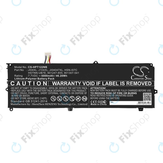 Battery for HP Elite X2 1012 G2, 6000mAh, Li-Pol, 7.7V, JI04XL, HQ