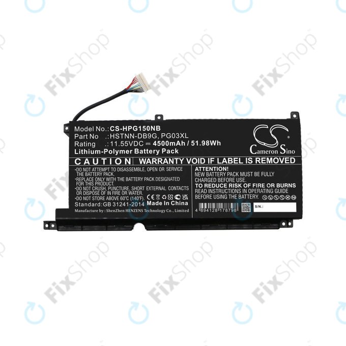 Battery for HP Pavilion Gaming 15,16, Spectre X360 15, 4500mAh, Li-Pol, 11.55V, 3ICP6/60/72, HQ