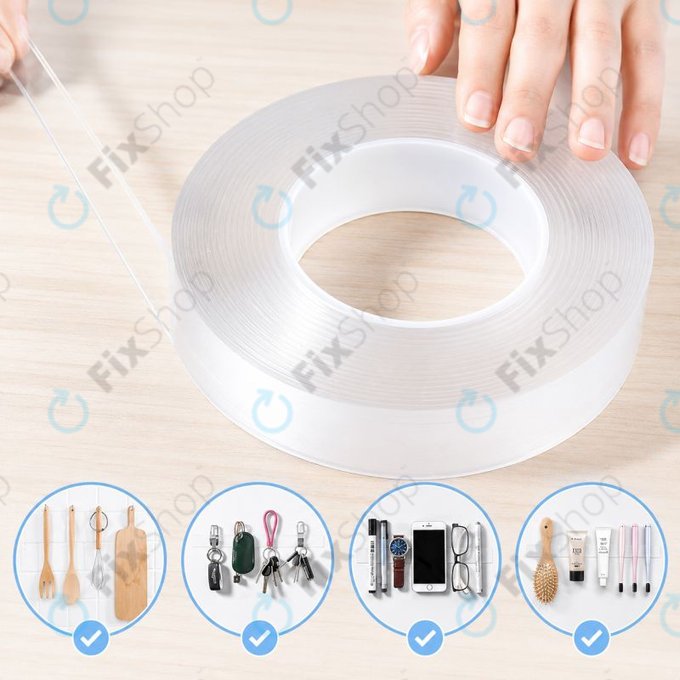 Double-sided waterproof adhesive tape, 20mm x 5m x 2mm, transparent