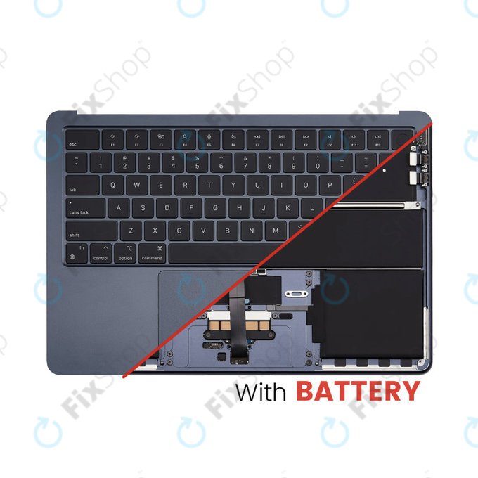 Top case keyboard frame for MacBook Air 13", A3113 (2024), with US keyboard and battery, Midnight, 661-40230, Genuine Apple