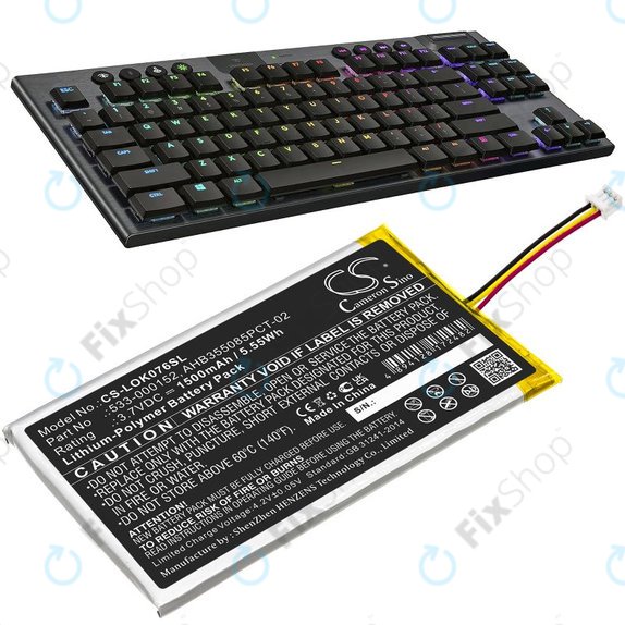 Battery for Logitech G913, G913 TKL, G915, G915TKL, 1500mAh, Li-Pol, 3.7V, 533-000152, HQ
