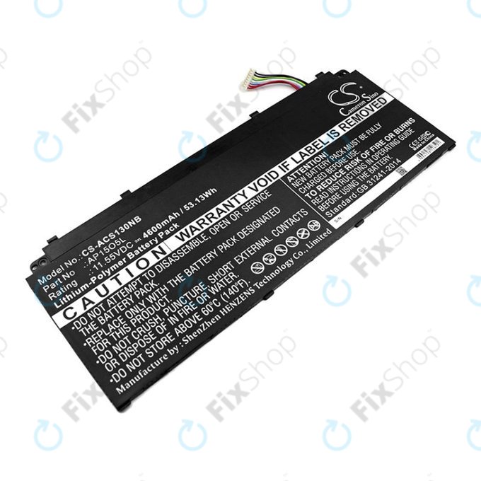 Battery for Acer Aspire S13, Chromebook R13, 4600mAh, Li-Pol, 11.55V, AP15O3K, HQ