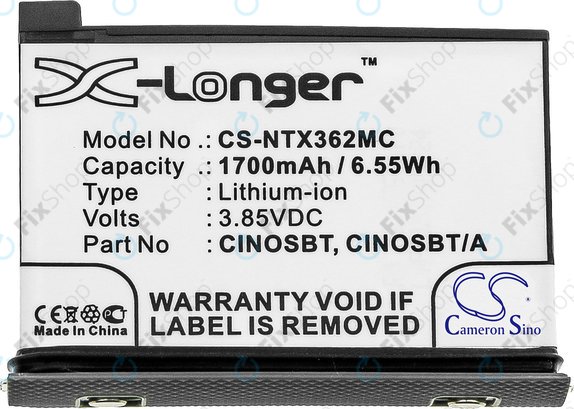 Battery for Insta360 One X2, 1700mAh, Li-Ion, 3.85V, CINOSBT, HQ