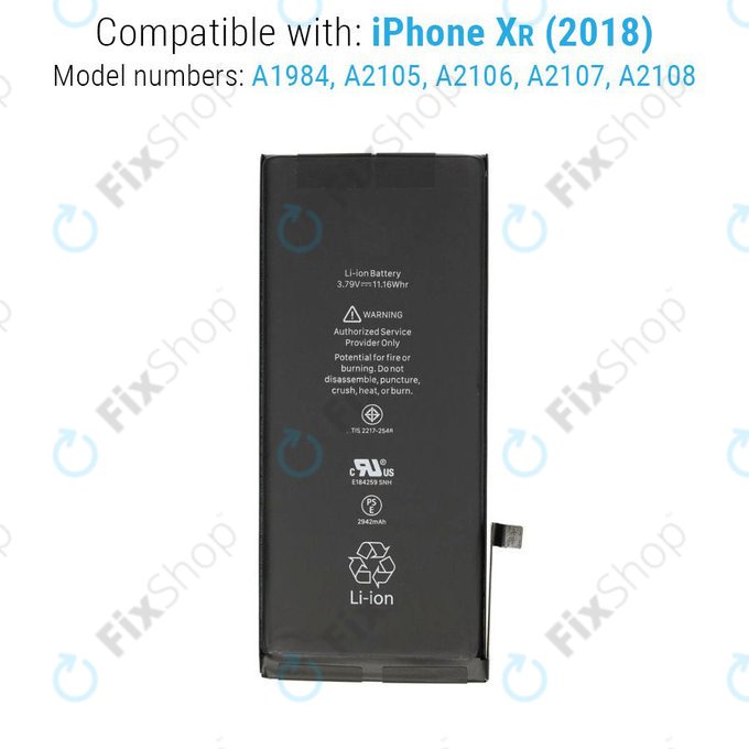 Battery for iPhone XR, 2942mAh, Service Pack