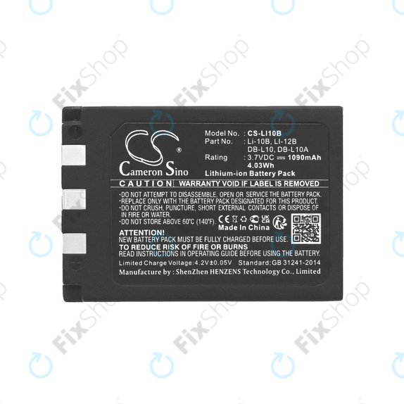 Battery for Olympus C-765 Zoom, Camedia X-3, 1090mAh, Li-Ion, 3.7V, Li-10B, HQ