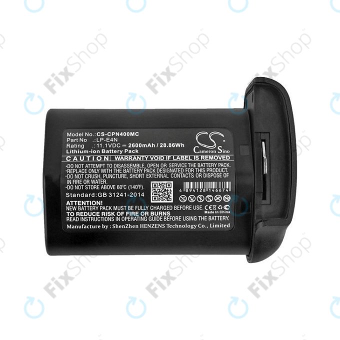 Battery for Canon 1D Mark 3, EOS-1D MarkIII, Mr-14ex, 2600mAh, Li-Ion, 11.1V, LP-E4N, HQ