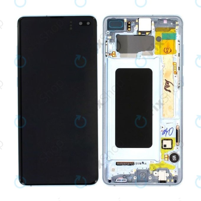 Samsung Galaxy S10 Plus G975F - LCD Display + Touch Screen + Frame (Prism Blue) - GH82-18849C, GH82-18834C Genuine Service Pack