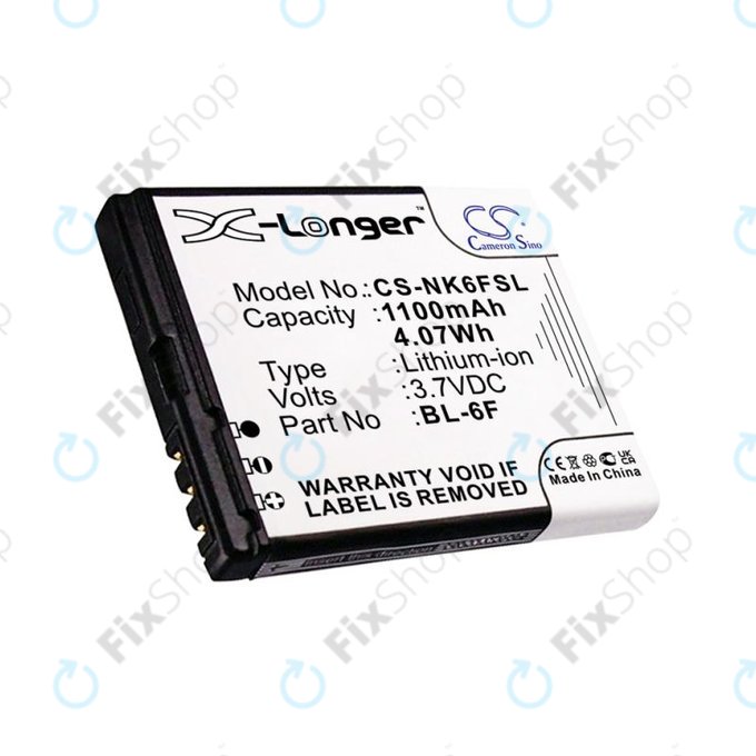 Battery for Nokia N78, N79, N95 8GB, 1100mAh, Li-Ion, 3.7V, BL-6F, HQ