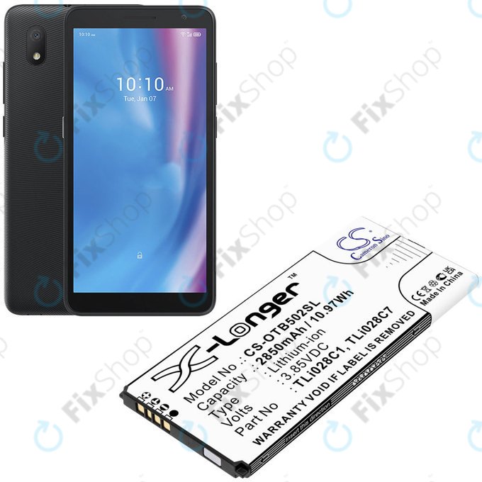 Battery for Alcatel 1b 2020, Alcatel Ot-5002a, 2850mAh, Li-Ion, 3.85V, TLI028C1, HQ
