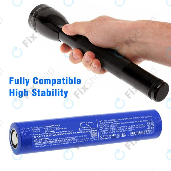 Battery for Maglite ML125, ML150LR, ML150LRX, 3200mAh, LiFePO4, 6.4V, ILIF-3006526, HQ