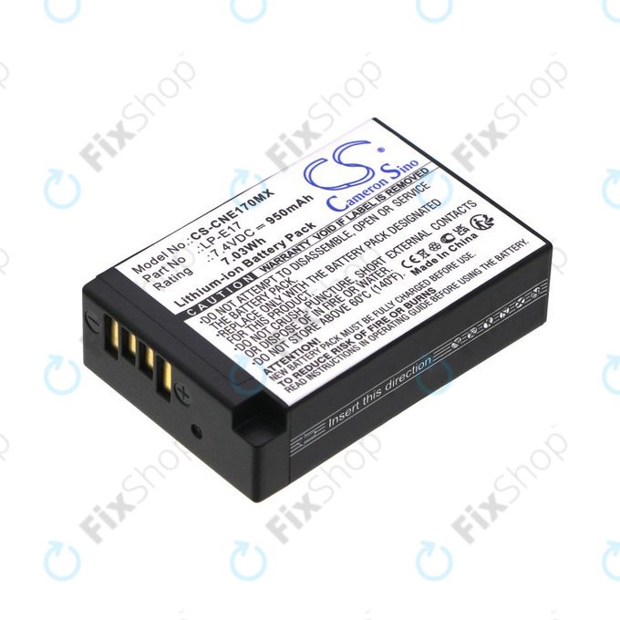 Battery for Canon EOS, 950mAh, Li-Ion, 7.4V, LP-E17, HQ