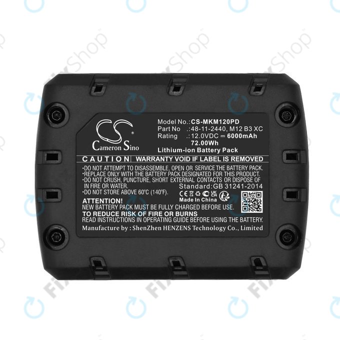 Battery for Milwaukee M12 Redlithium XC 4.0, 6000mAh, Li-Ion, 12V, M12 B3 XC, M12 B4 XC, HQ