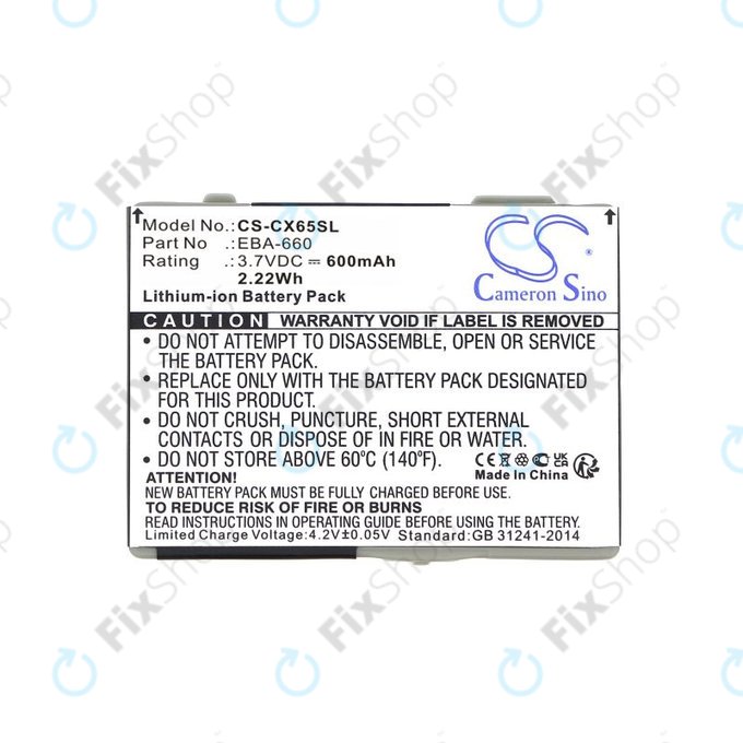 Battery for Siemens M8, A31, CS66, SS66, 600mAh, Li-Ion, 3.7V, EBA-660, HQ