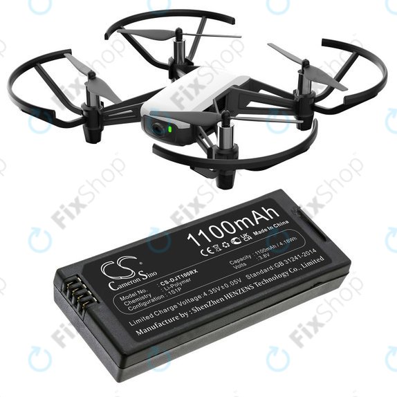 Battery for DJI Tello, 1100mAh, Li-Pol, 3.8V, T01, HQ