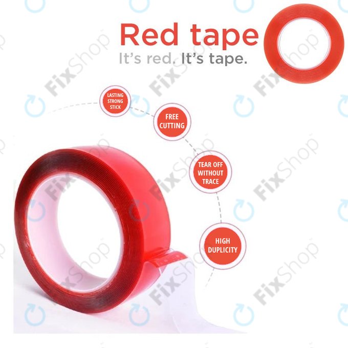 Magic RED Tape - Double-Sided Adhesive Tape - 6mm x 25m (Transparent)