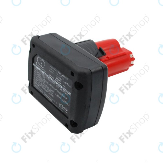 Battery for Milwaukee M12 B4 Redlithium, 4000mAh, Li-Ion, 12V, 48-11-2440, HQ