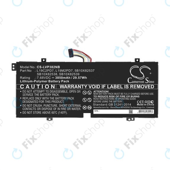 Battery for Lenovo IdeaPad 3, Duet 3, 3850mAh, Li-Pol, 7.68V, L19C2PD7, HQ