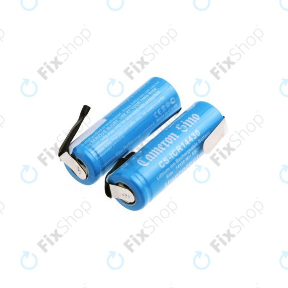 Battery 14430 with mounting plates, 650mAh, Li-Ion, 3.7V, HQ